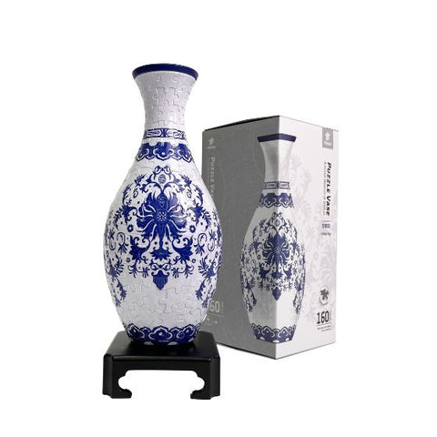 3D Puzzle Vase – Blue & White Porcelain Design for Home Décor