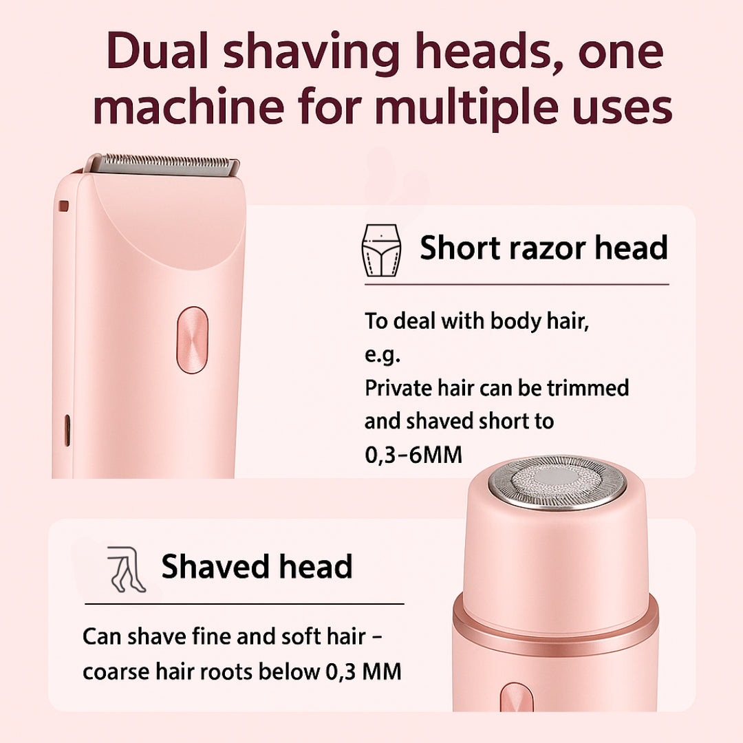 2-in-1 Electric Shaver for Women – Waterproof Bikini Trimmer & Hair Razor