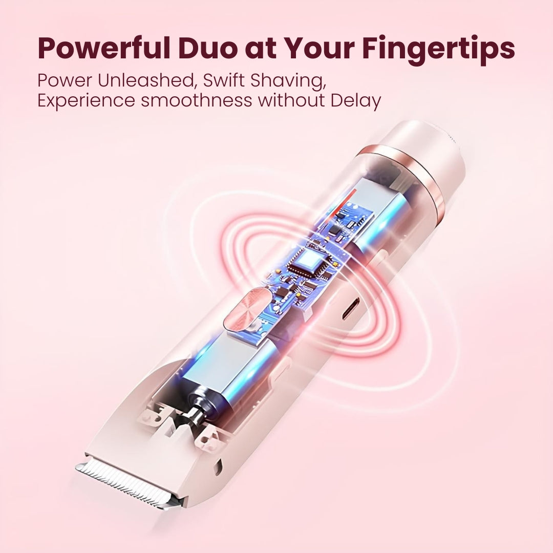 2-in-1 Electric Shaver for Women – Waterproof Bikini Trimmer & Hair Razor