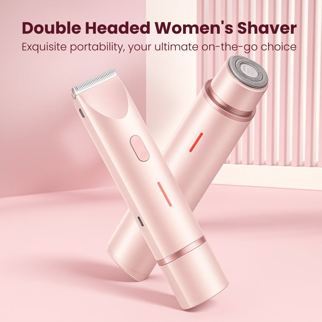 2-in-1 Electric Shaver for Women – Waterproof Bikini Trimmer & Hair Razor