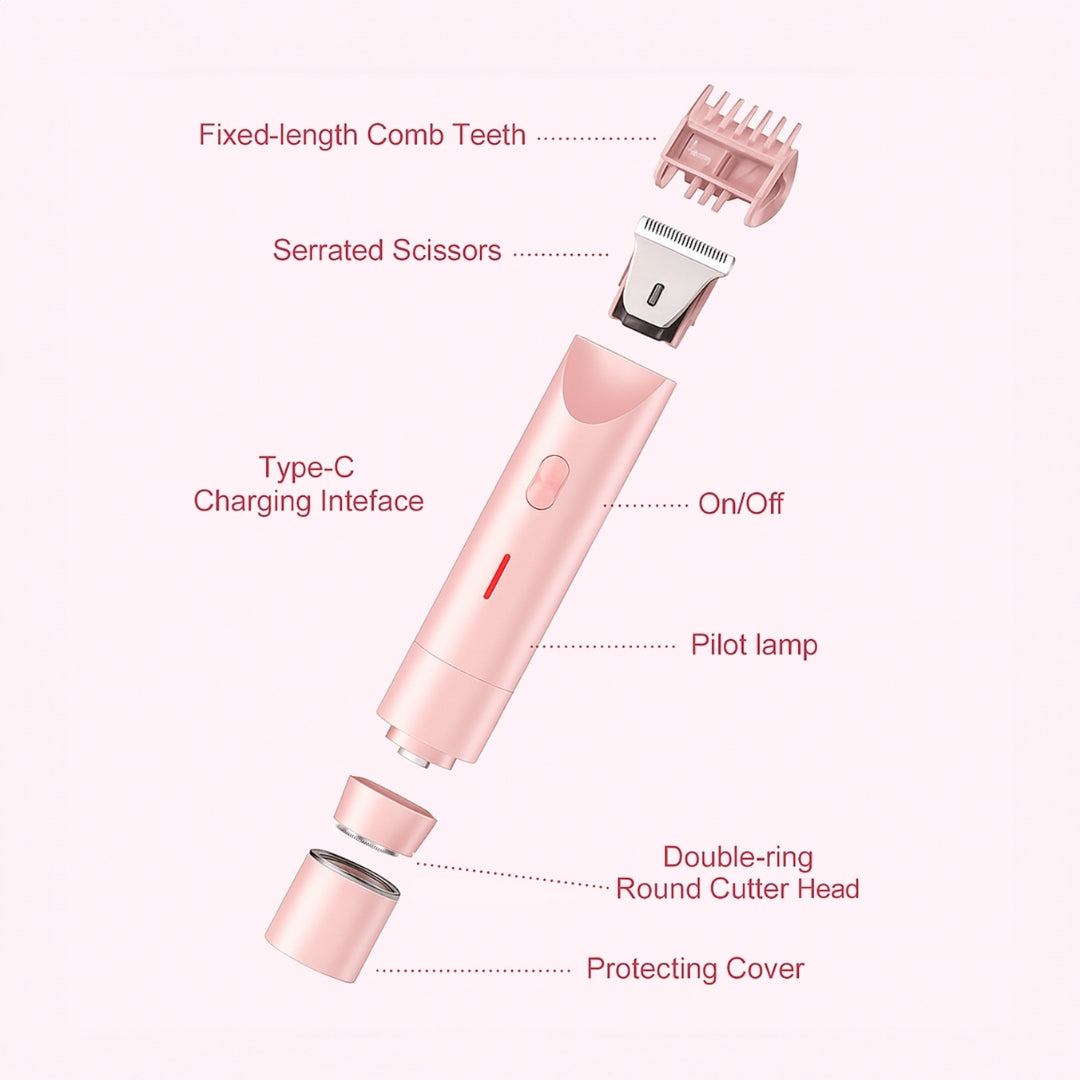 2-in-1 Electric Shaver for Women – Waterproof Bikini Trimmer & Hair Razor