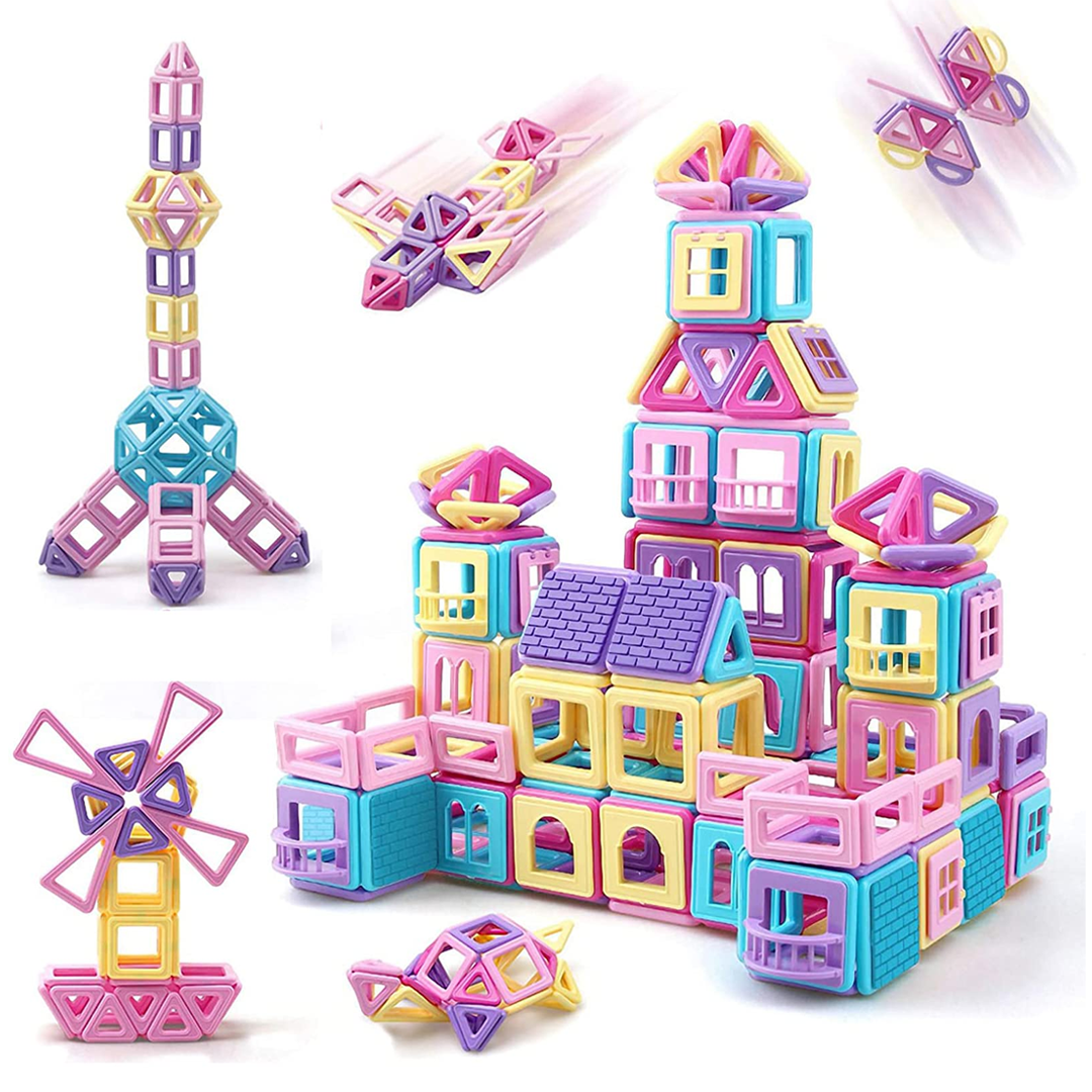 STEM Fun That Clicks – 139PCS Magnetic Tiles for Endless Creativity