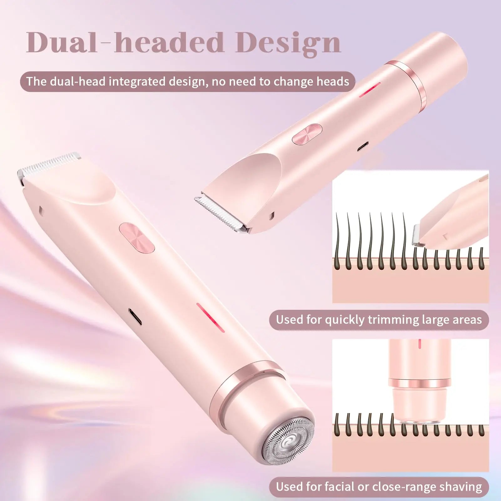 2-in-1 Electric Shaver for Women – Waterproof Bikini Trimmer & Hair Razor