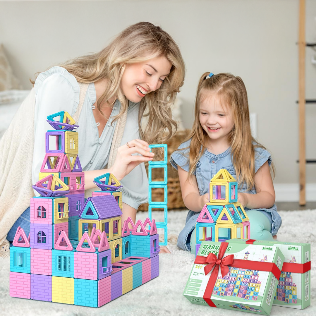 STEM Fun That Clicks – 139PCS Magnetic Tiles for Endless Creativity