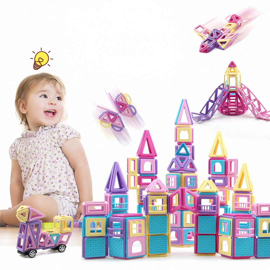 STEM Fun That Clicks – 139PCS Magnetic Tiles for Endless Creativity