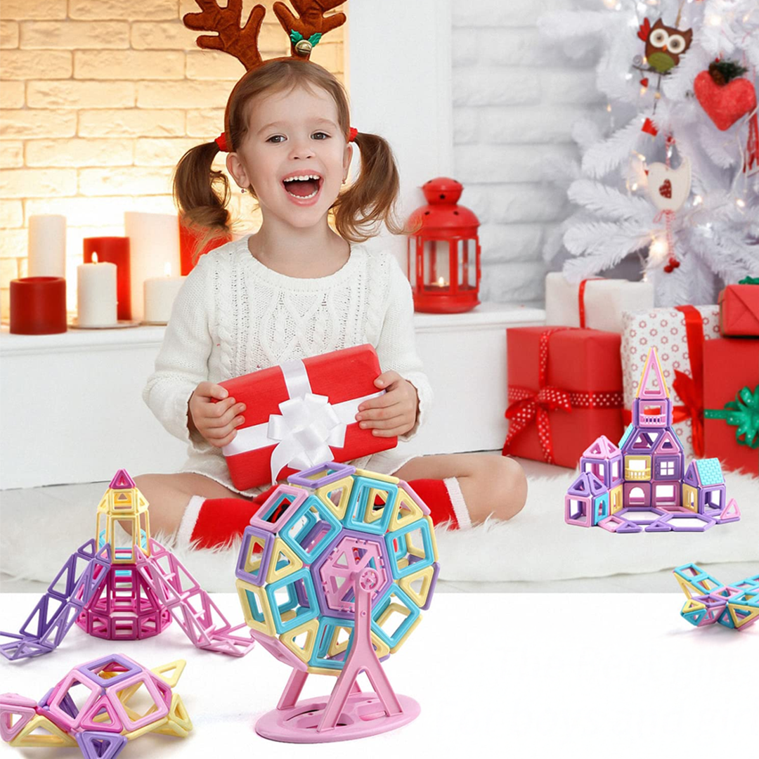 STEM Fun That Clicks – 139PCS Magnetic Tiles for Endless Creativity