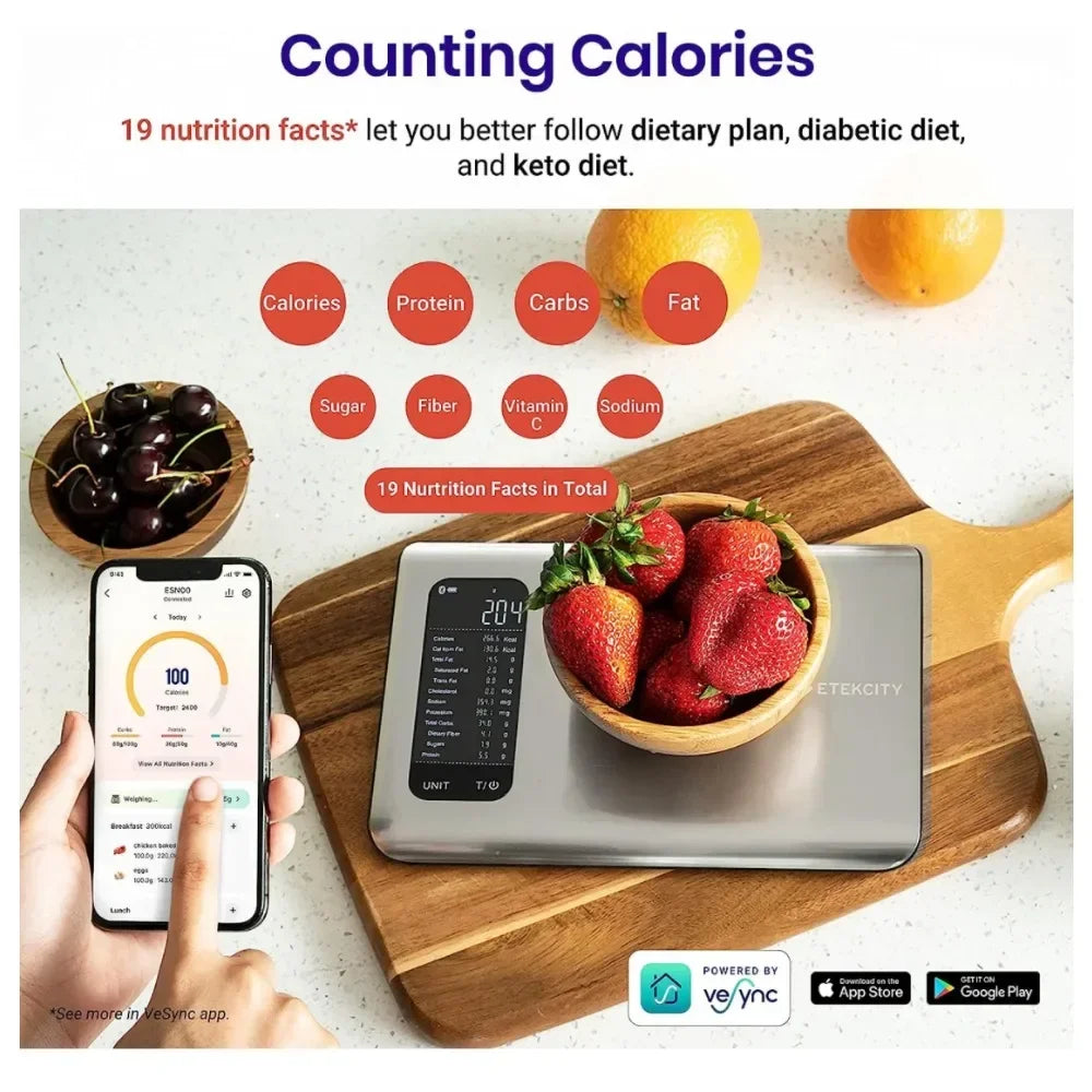 Smart Digital Nutrition Scale – Measure in Oz, Grams & ML